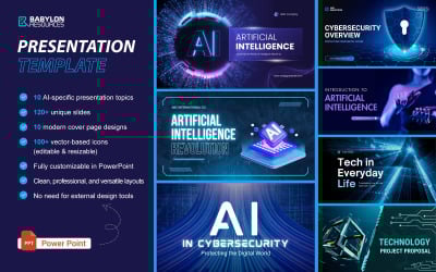 AI Revolution PowerPoint-Vorlagenpaket mit 10 KI-Themen und über 120 Folien