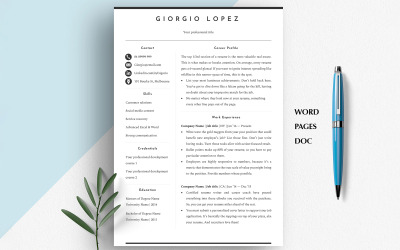 CV Google Doc, modèle Word moderne, modèle de CV basique, CV professionnel à 2 colonnes