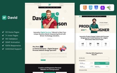 Дэвид — HTML-шаблон личного портфолио