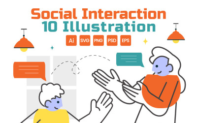 10 Illustration av social interaktion
