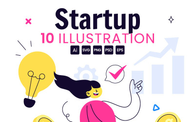 10 vektorillustrationer för företagsstartups