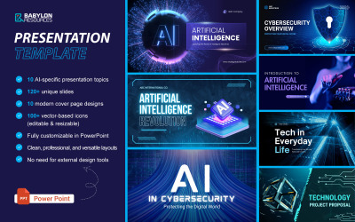 10 Yapay Zeka Konusu ve 120&amp;#39;den Fazla Slayt İçeren Yapay Zeka Devrimi PowerPoint Şablon Paketi