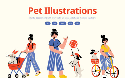 Kunstset mit Haustierillustrationen