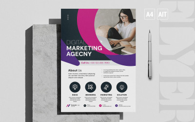 Modèle de flyer de marketing numérique (Illustrator CC)