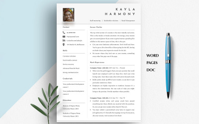 Modern Resume with Photo – Google Docs, Word &amp;amp; Pages | 2-Column Minimalist Cover Letter