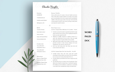 Ultra Clean Resume Template for Word, Google Docs &amp;amp; Mac Pages | ATS-Friendly CV