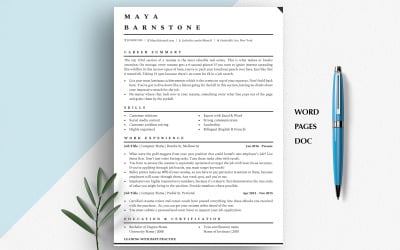 Word Resume Template – Clean Modern CV for Microsoft Word, Google Docs &amp;amp; Pages