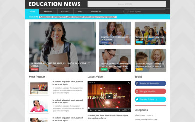 "Education News WordPress Theme" Responsive WordPress thema №53365
