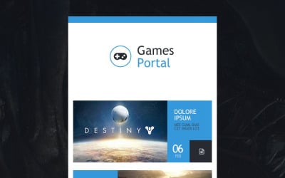 Plantilla de boletín informativo adaptable para portal de juegos