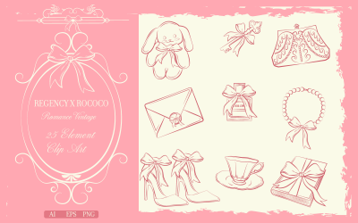 Handritad Regency Romance Vintage Illustration