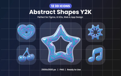 3D Abstract Shapes Y2K Icon