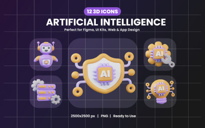 Ikona 3D sztucznej inteligencji