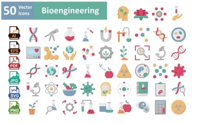 Bioengineering Vector Icons Pack – Science Meets Innovation