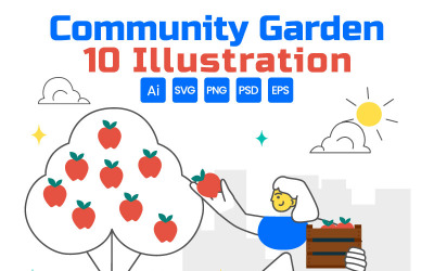 10 Közösségi Kert Illusztráció