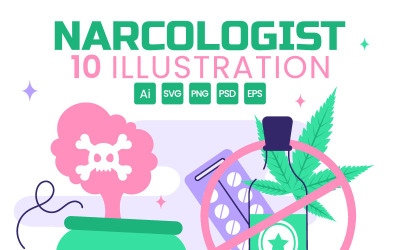 10 narkolog vektorillustration