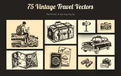 Vintage Travel Illustration Set