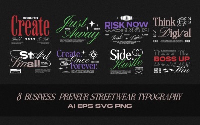 Business Preneur Streetwear Typography T-shirt Designs Bundle