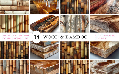 Eco-Friendly Bamboo &amp;amp; Wooden Texture | Organic Wood &amp;amp; Bamboo Texture Backgrounds Bundle