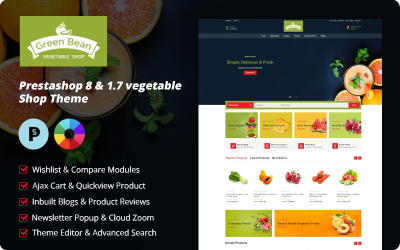 Greenbean - Thème Prestashop pour 9 et 8 légumes