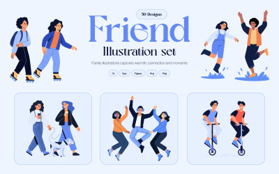Set di illustrazioni di amici