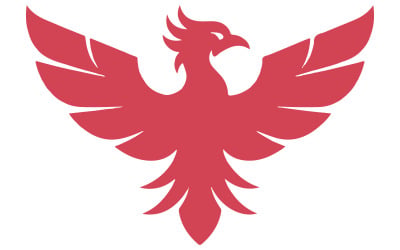 A logo design a stylized Phoenix bird silhouette