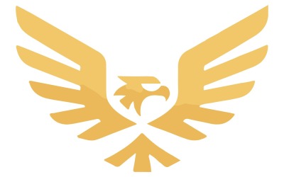 A logo design featuring a stylized golden eagle
