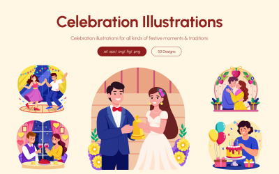 Feiern Sie Illustrationen Art Set