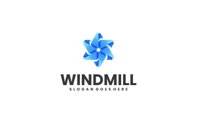 Gradient Blue Windmill Logo Design
