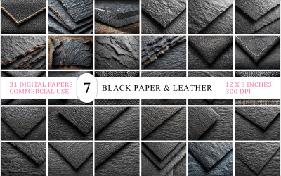 Dark Folded Texture Bundle | Black Paper &amp;amp; Leather Stack Textures | Modern Material Texture
