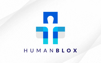 Design de logotipo Blox Humano Digital, logotipo de dados digitais, logotipo humano de dados de jogos