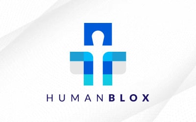 Digital Human Blox Logo Design, Digital Data Logo, Gaming Data Human Logo