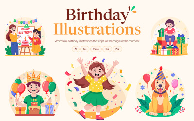 Geburtstags-Illustrations-Kunstset