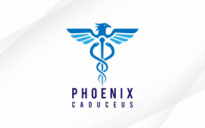 Logo medico del serpente caduceo fenice clinica sanitaria icona medica