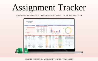 Assignment Tracker Spreadsheet Template for Google Sheets and Excel