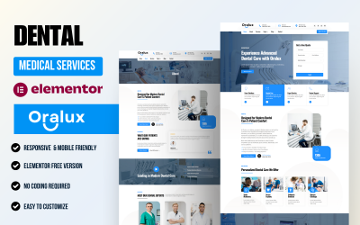 Oralux – Fogászati és orvosi szolgáltatások WordPress Elementor sablonkészlet