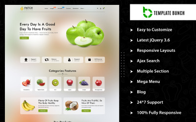 Patch Fruits – Responsives Shopify-Theme für E-Commerce