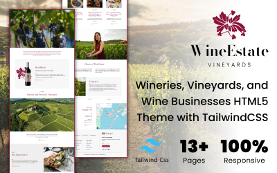 WineEstate - Bodegas, Viñedos, Licores y Negocios Vinícolas - Tema HTML5 con Tailwind CSS
