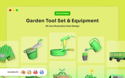 Garden Tool Set and Equipment 3D Icon Pack