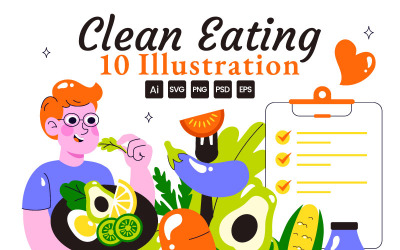 10 Illustrationer om hälsosam mat