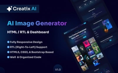 CreatixAI - Modello HTML RTL e dashboard per la generazione di immagini AI
