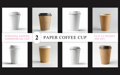 Kraft &amp;amp; White Paper Cup Branding | Paper Coffee Cup Mockup JPG | Minimal Coffee Cup Mockup