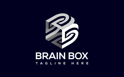 Логотип буквы B Brain. Искусственный интеллект. Логотип коробки мозга. Креативный мозговой штурм.