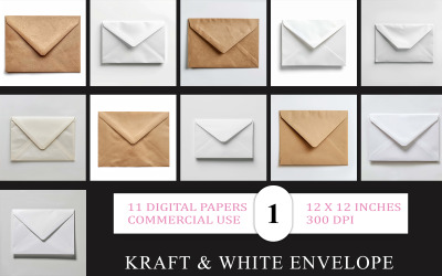 Minimale Umschlag-Mockups JPG | Kraft- und weißer Umschlag | Umschlag-Mockup-Bundle JPG