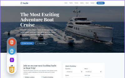 Modello di destinazione HTML per la prenotazione di yacht
