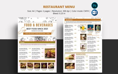 Modello di volantino per menu di ristorante: design modificabile e stampabile per promozioni alimentari