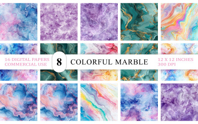 Multicolor Marble Patterns | Colorful Marble Texture | Artistic Marble Bundle | Vibrant Marble Bg