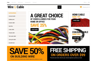 Responsywny szablon OpenCart Cords and Wires Store #53404