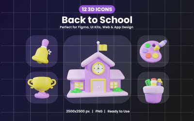 3D Back to School Icon Pack