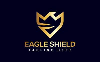 Logo orlího štítu, návrh loga zabezpečení zlatého štítu, logo s linií štítu fénixe, logo s orlími křídly