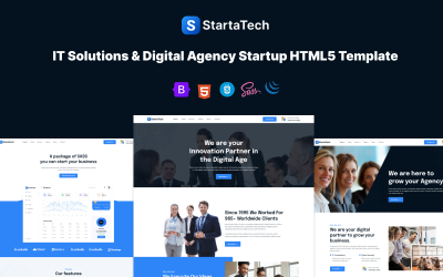 StartaTech - IT 解决方案和数字代理机构初创 HTML5 模板